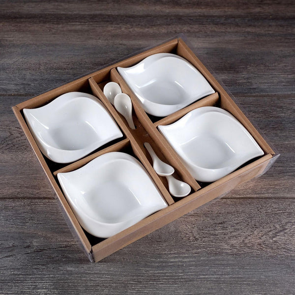 Set of 4 Leaf Bowls with Spoons