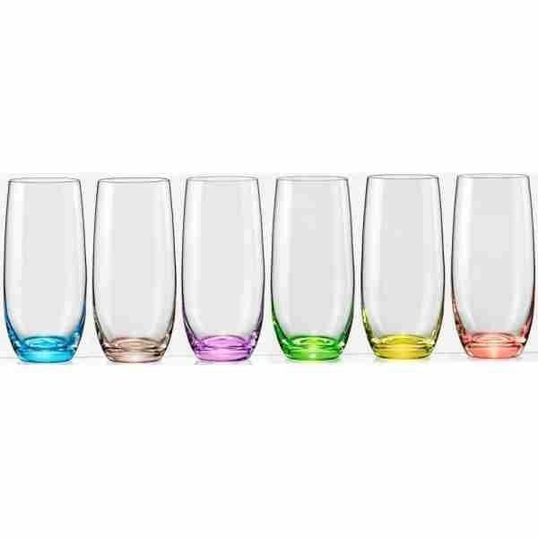 Bohemia Glass Set of 6 Hiballs - Rainbow