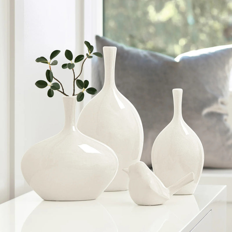 Short Vase | Lilo Crackle White
