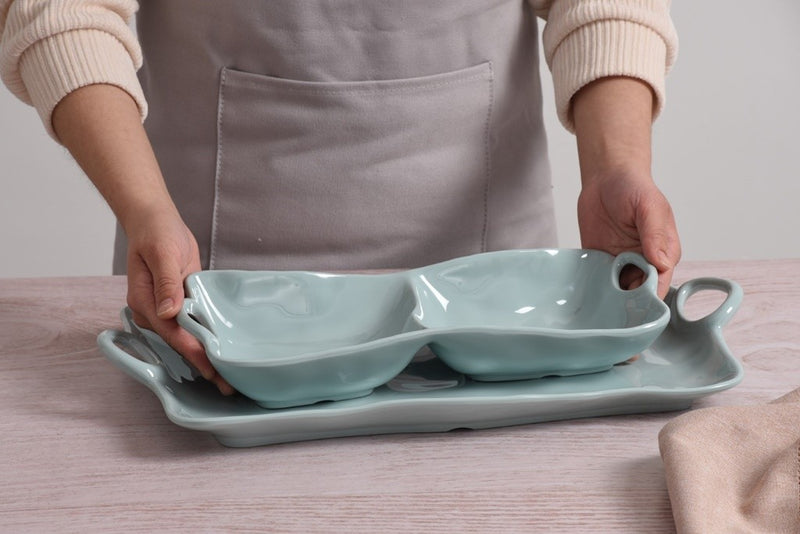 2 Section Dish | Melamine | Aqua