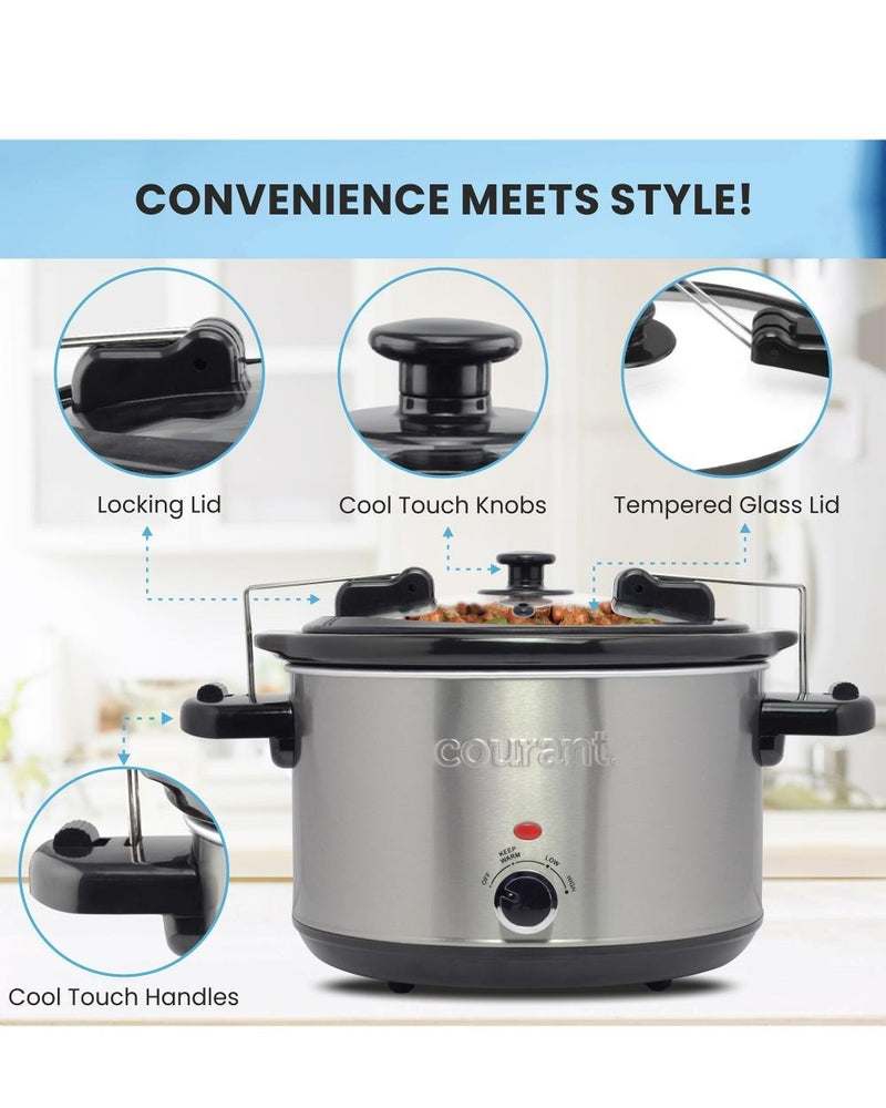 Slow Cooker | 6 Qt | Stainless Steel Oval