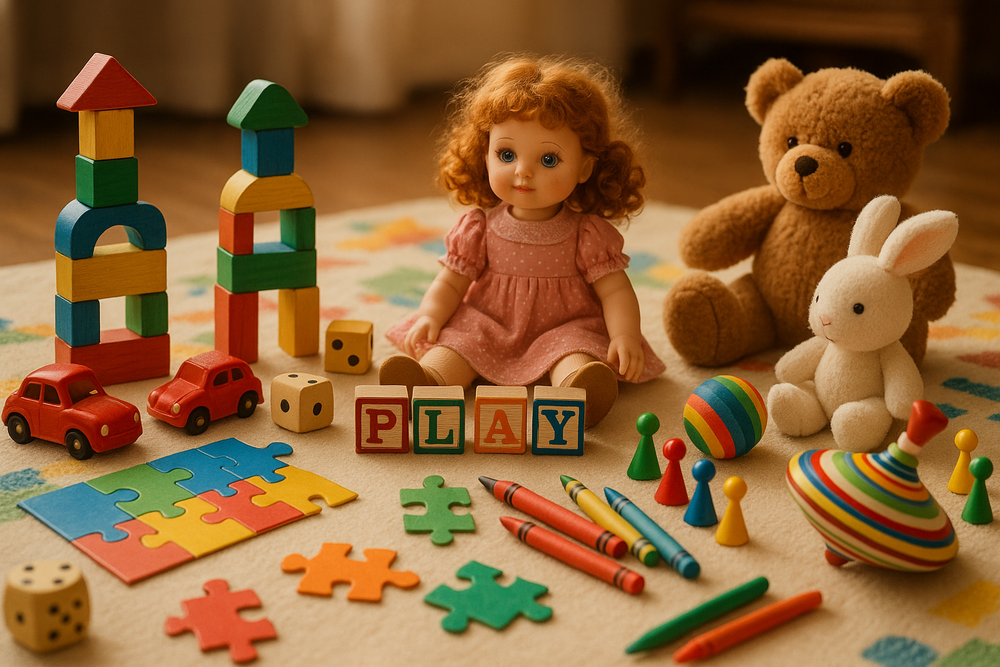 Can we substitute a doll for the teddy bear, and a puzzle for the colouring book?