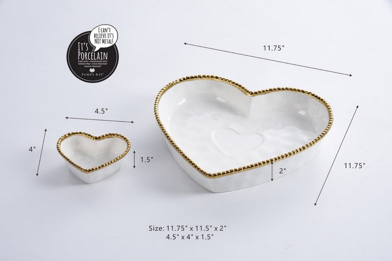 Chip N Dip Heart |  White/Gold