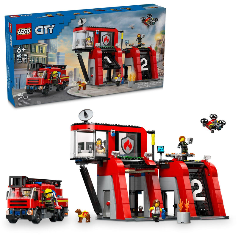 City | Fire Station with Fire Truck