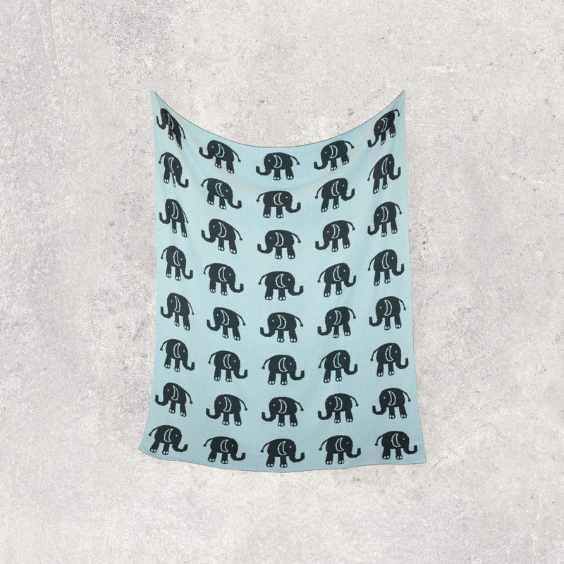 Kid Blanket Set | Elephant Blue/Grey