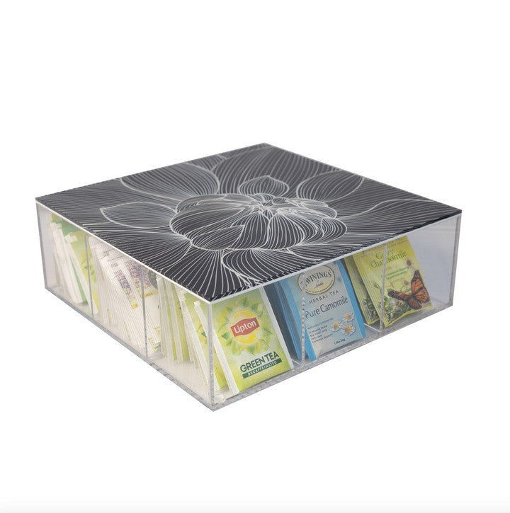 Large Tea Box | Black Flower