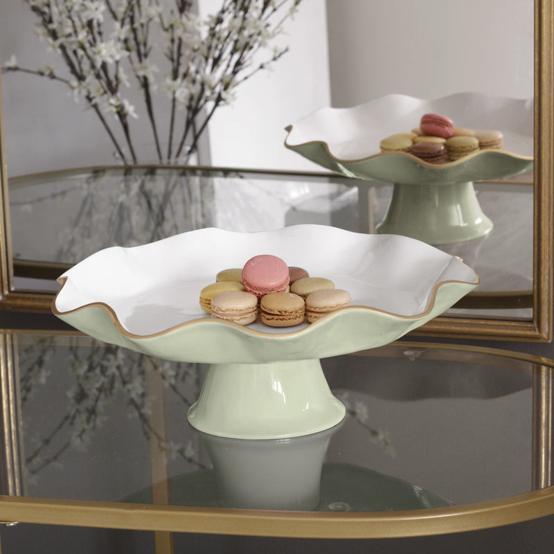 Encanto Pedestal Plate | Pistachio Carola