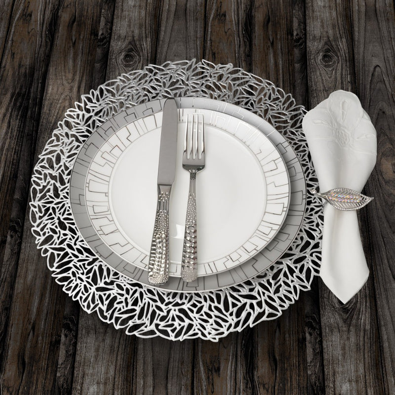 Round Floret Silver Placemat Set