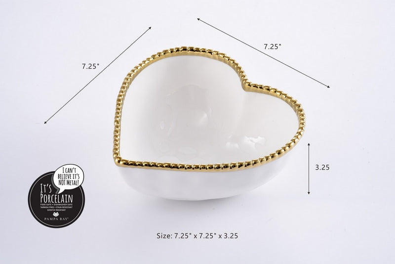 Big Heart Bowl | White/Gold