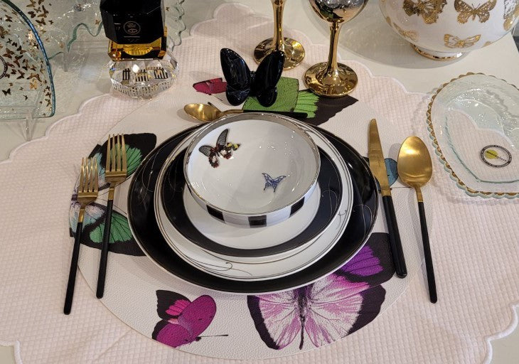 Round Placemat |  Butterflies | Acid Green