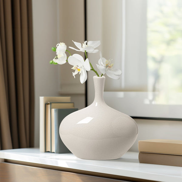 Wide Vase | Lilo Crackle White