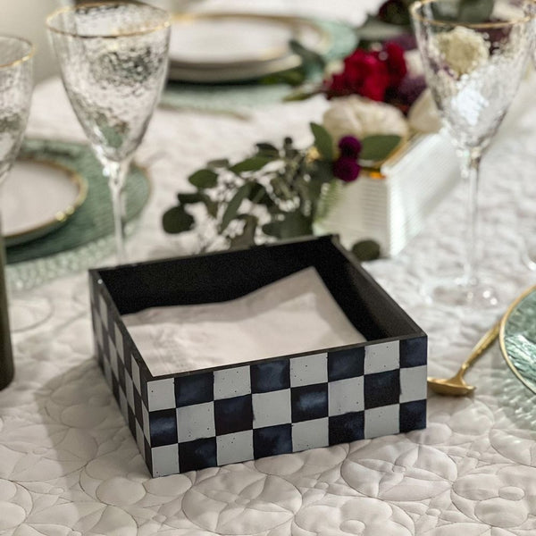 Napkin Holder | Black Check