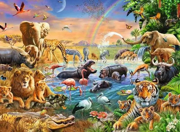 100 Piece Puzzle | Savannah Jungle Waterhole
