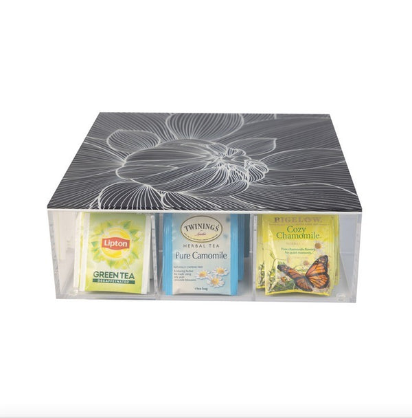 Large Tea Box | Black Flower