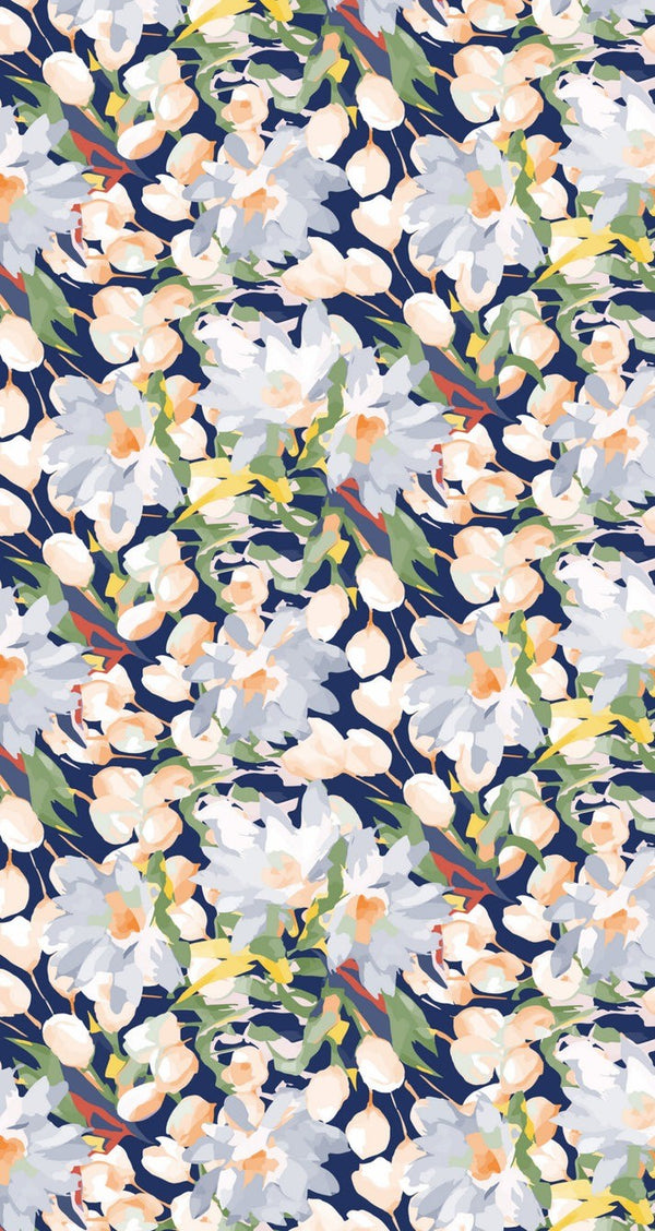 Guest Towels | Painted Flowers Navy