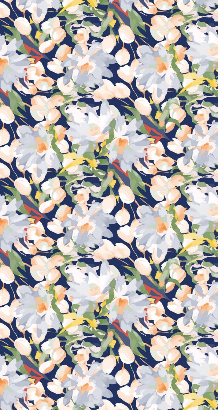 Guest Towels | Painted Flowers Navy