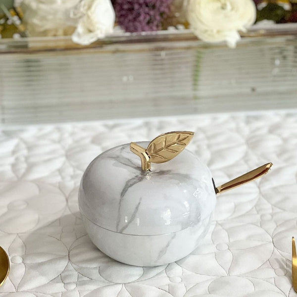 Honey Dish | Marble/Gold Apple
