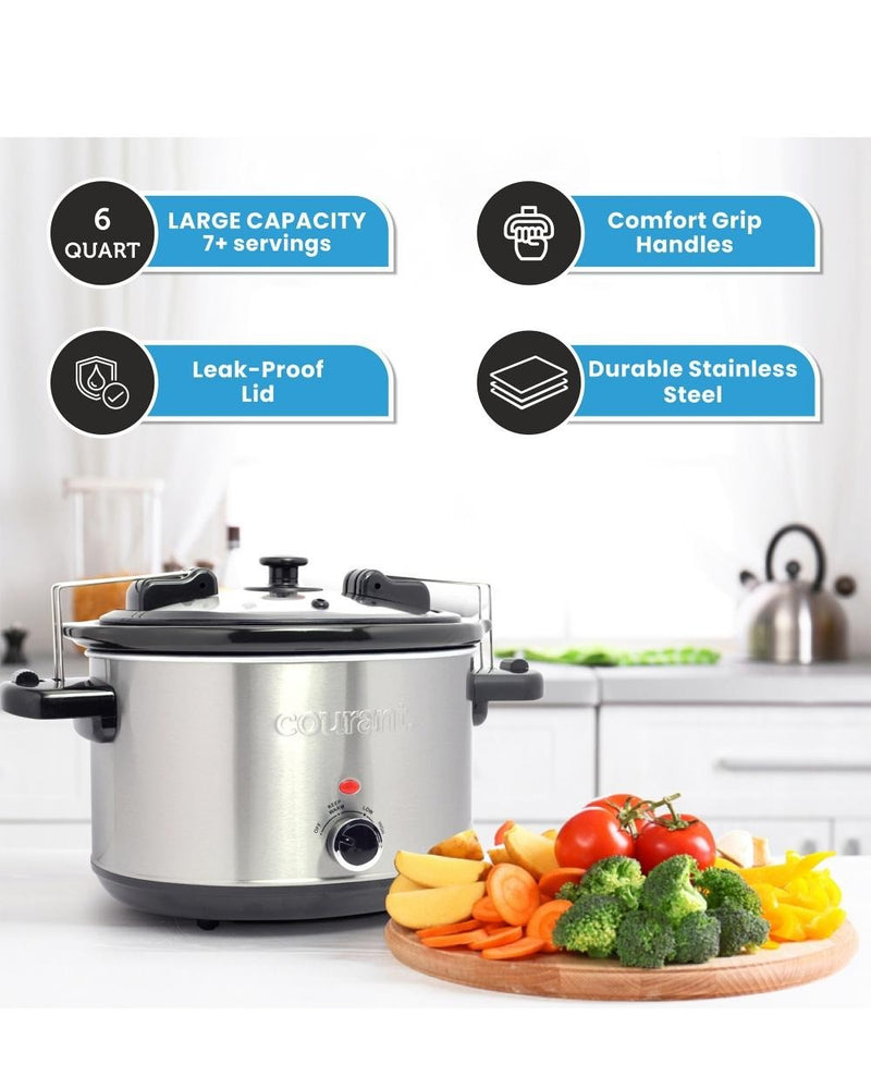 Slow Cooker | 6 Qt | Stainless Steel Oval