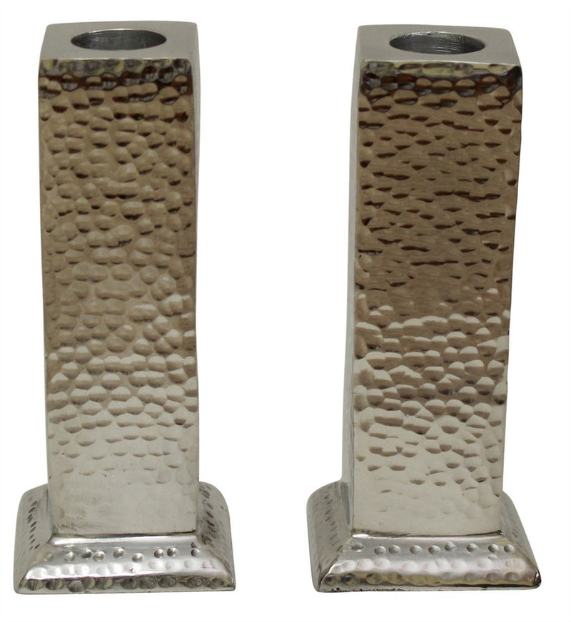 Square Hammered Candlestick Set