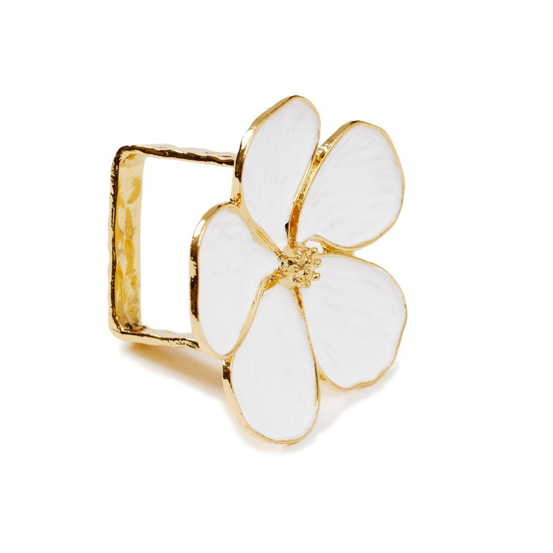 White Daisy Set of 4 Napkin Rings