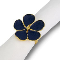 Cobalt Daisy Set of 4 Napkin Rings
