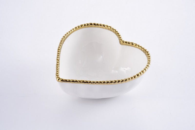 Big Heart Bowl | White/Gold