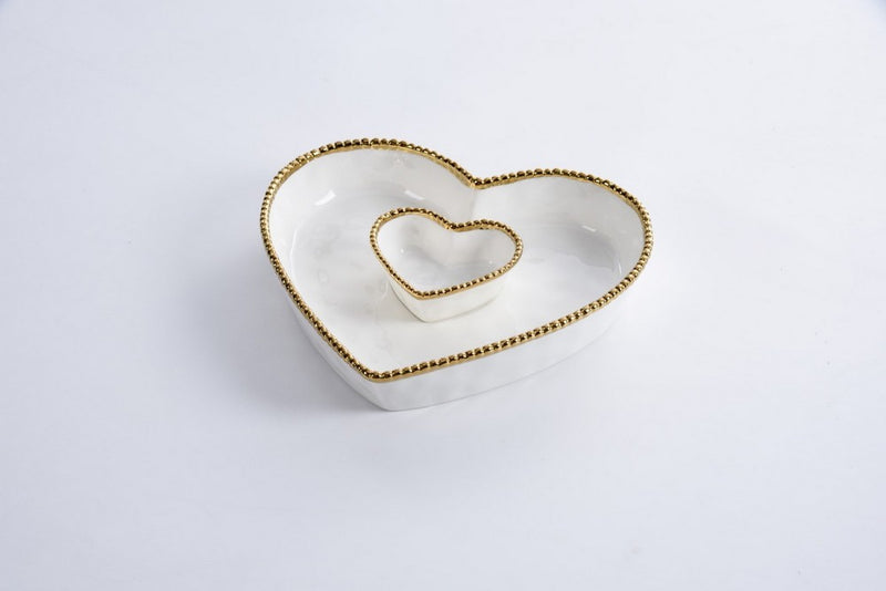 Chip N Dip Heart |  White/Gold