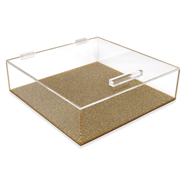 Square Matzah Box | Gold Acrylic