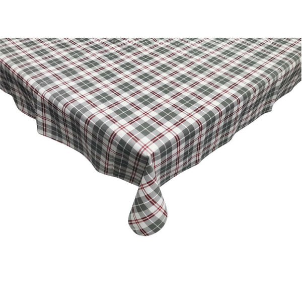 Vinyl Tablecloth | 60in Round | Grey Plaid