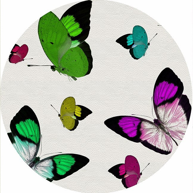 Round Placemat |  Butterflies | Acid Green