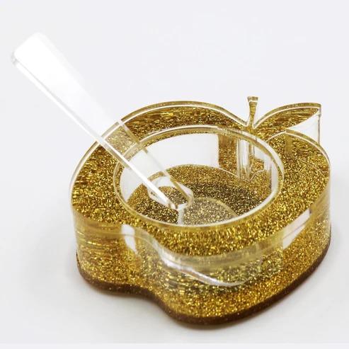 Honey Dish | Lucite Apple | Gold Glitter