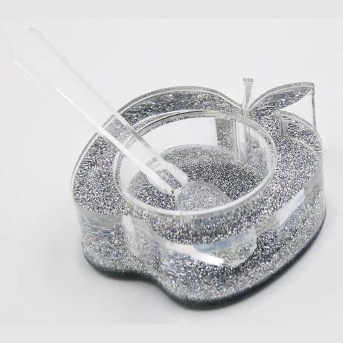 Honey Dish | Lucite Apple | Silver Glitter