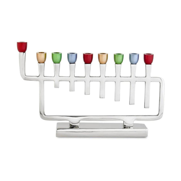 Menorah | Polished Silver/Colourful Cups