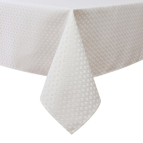 Tablecloth | White Geometric Jacquard