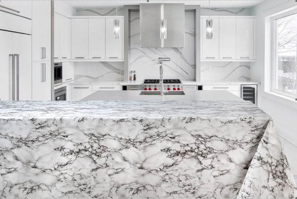 Vinyl Tablecloth | 55 x 108 Inch | Marble Grey