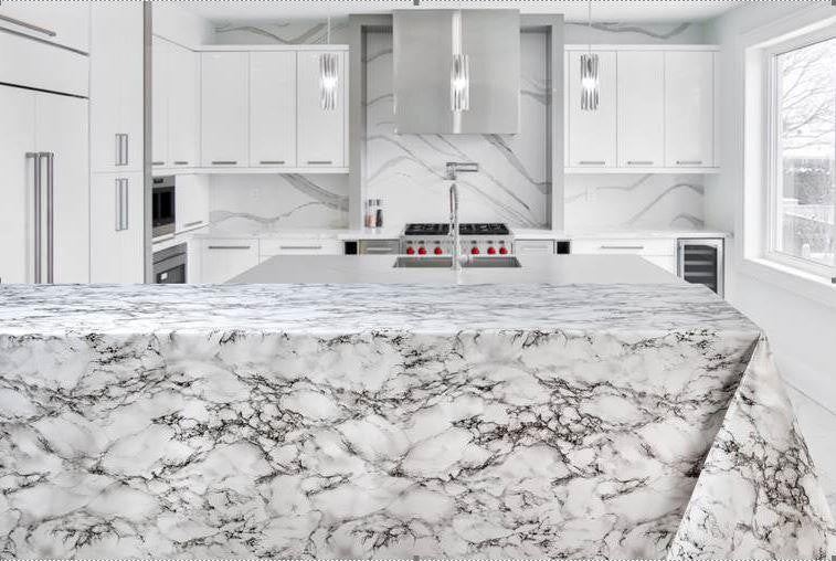 Vinyl Tablecloth | 55 x 108 Inch | Marble Grey