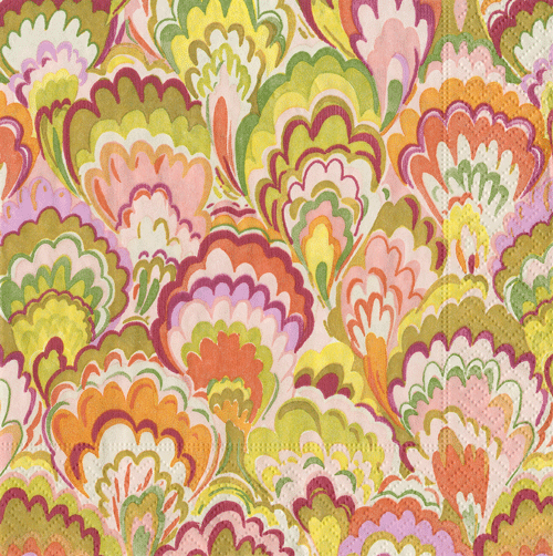 Lunch Napkin | Marbled Ceramica Raspberry/Chartreuse
