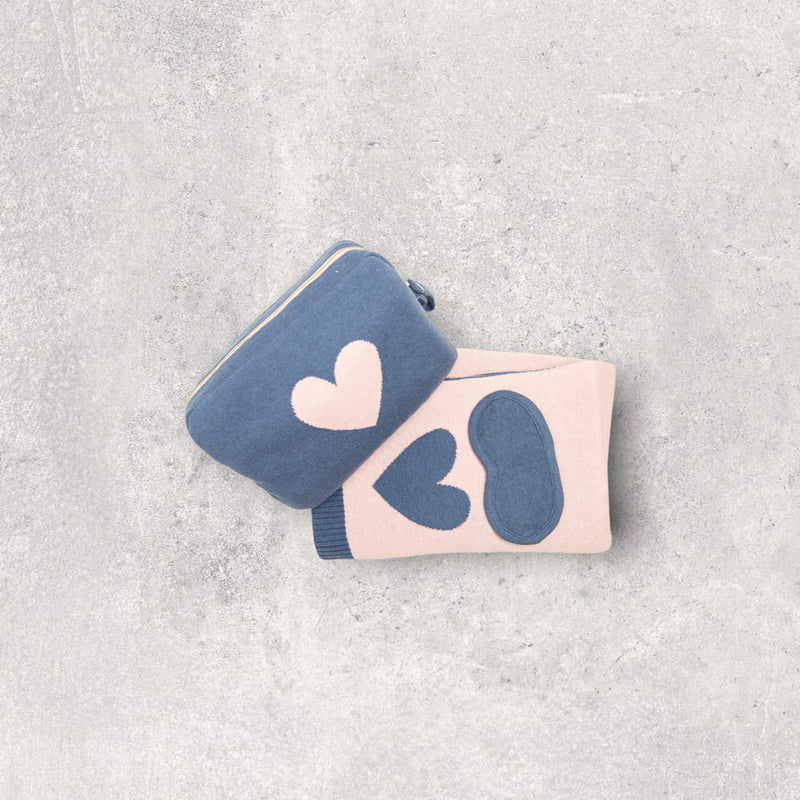 Travel Set | Marine/Pink Reversible Hearts
