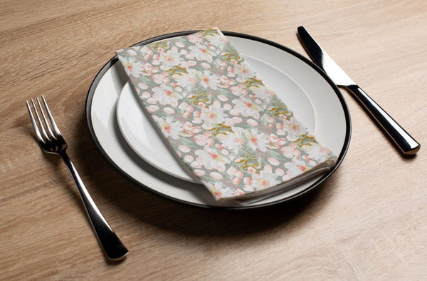 Guest Towels | Mint Painted Flowers
