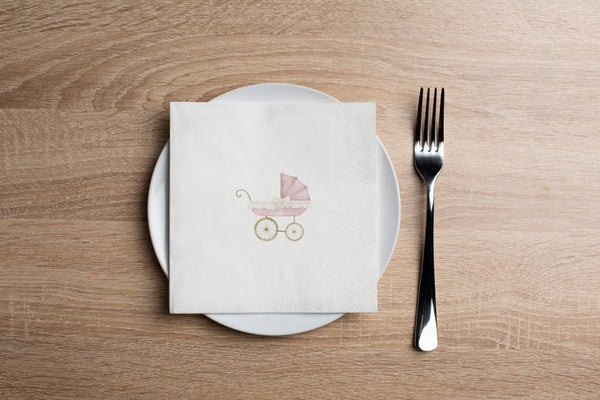 Cocktail Napkins | Pink Baby Carriage