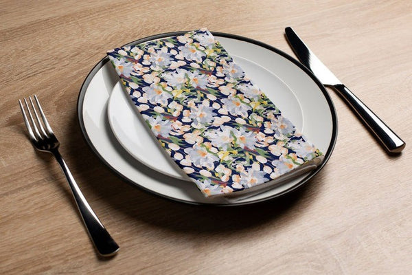 Guest Towels | Painted Flowers Navy