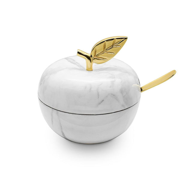 Honey Dish | Marble/Gold Apple