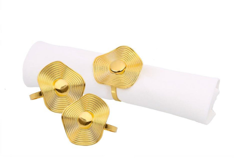 Set of 6 Gold Button Napkin Rings