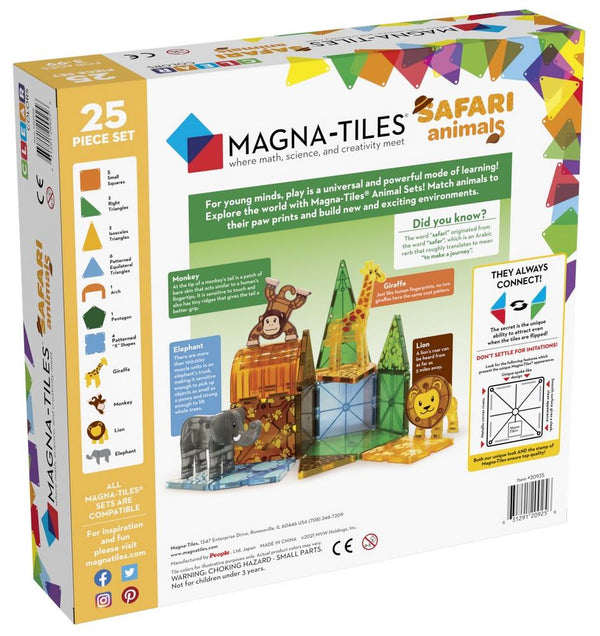 MagnaTiles 25 Piece Safari Animals | Kitchen Art |Wrapt