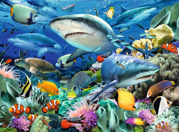 Ravensburger 100 Piece Puzzle | Shark Reef | Wrapt