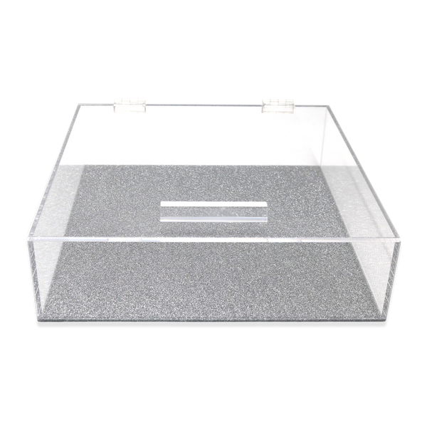 Square Matzah Box | Silver  Acrylic | Kitchen Art