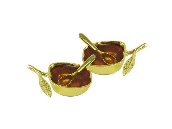 Gold Mini Apple Honey Dish Set
