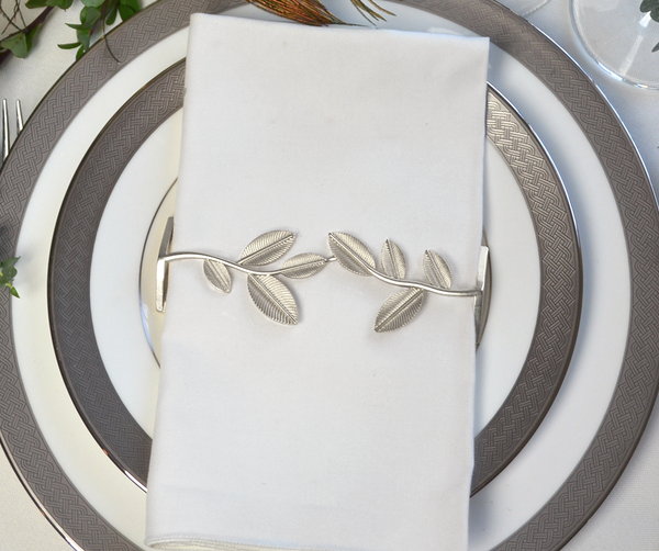 Silver Leaf Set of 4 Napkin Wraps