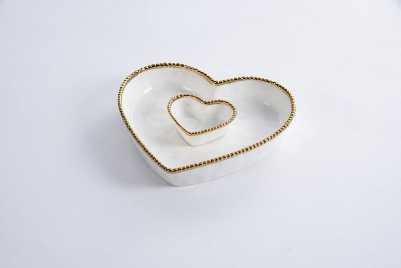 Bay Chip N Dip Heart | White/Gold 