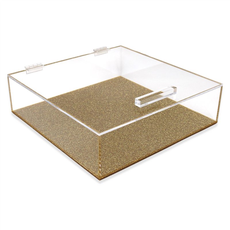 Square Matzah Box | Gold Acrylic | Kitchen Art | Wrapt